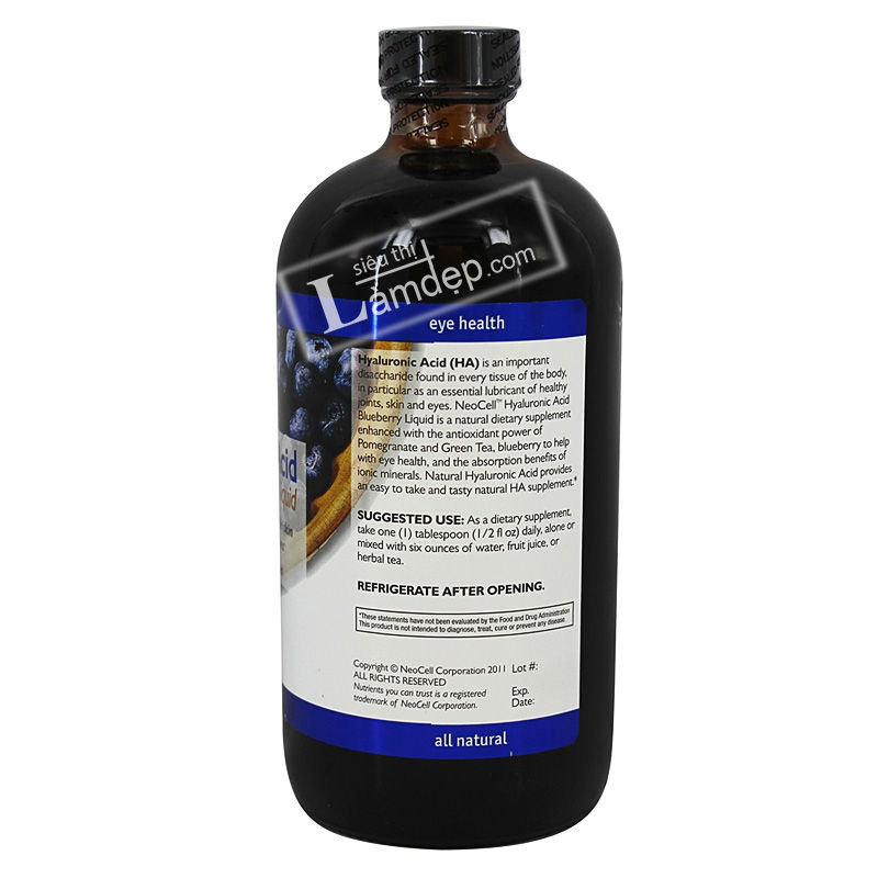 Neocell Hyaluronic Acid Blueberry Liquid 473ml Nước Uống Bổ Sung HA