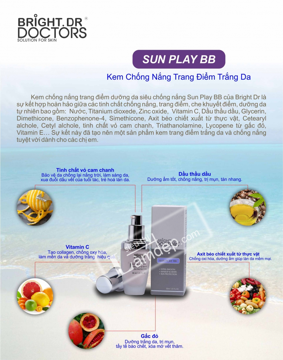 Kem Chống Nắng Trang Điểm Trắng Da Bright.Dr Doctors Sunplay BB Cream