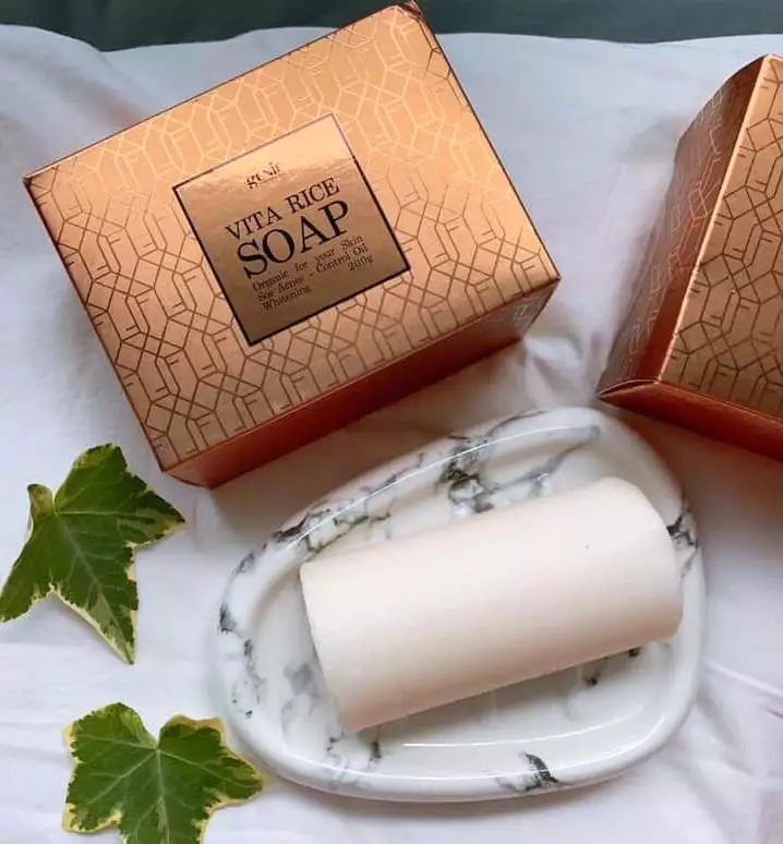 Soap Rửa Mặt Trị Mụn Sẹo Genie Vita Rice Chiết Xuất Mầm Gạo Hữu Cơ