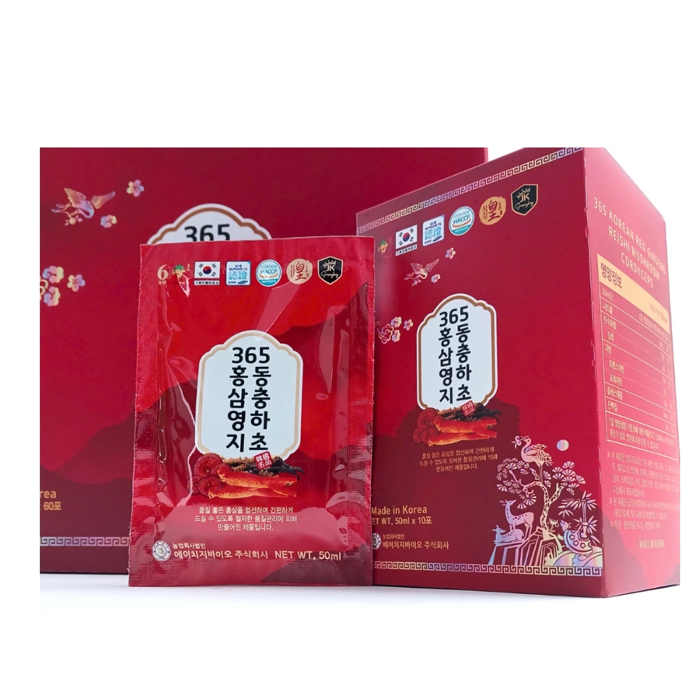 Nước Hồng Sâm Linh Chi Đông Trùng Hạ Thảo 365 Hàn Quốc (60 Gói x 50ml)