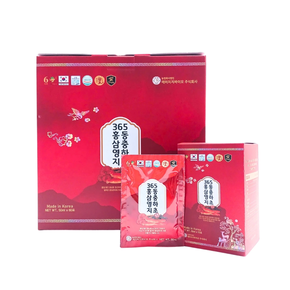 Nước Hồng Sâm Linh Chi Đông Trùng Hạ Thảo 365 Hàn Quốc (60 Gói x 50ml)