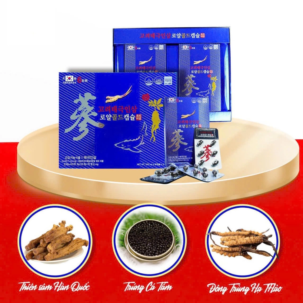 Viên Thiên Sâm Đông Trùng Hạ Thảo Trứng Cá Tầm Hàn Quốc 180 Viên