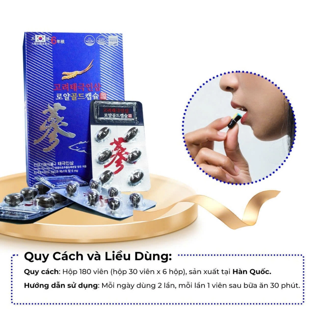 Viên Thiên Sâm Đông Trùng Hạ Thảo Trứng Cá Tầm Hàn Quốc 180 Viên