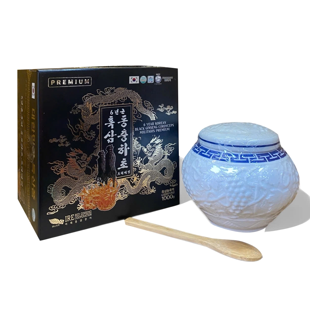 Cao Hắc Sâm Đông Trùng IRE 6 Year Korean Black Ginseng Cordyceps Militaris Premium
