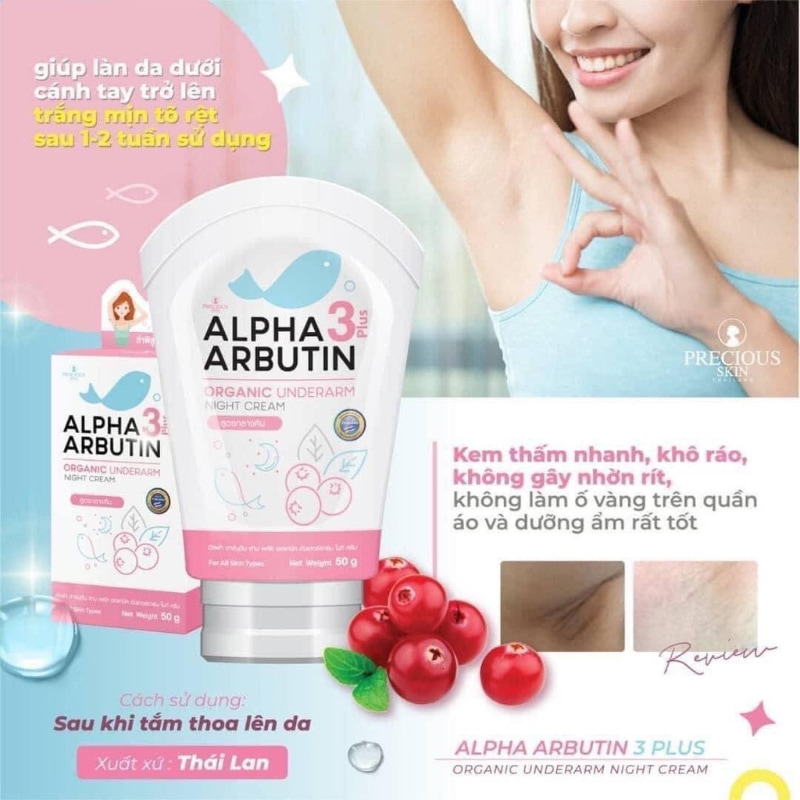 Kem Trị Thâm Nách Precious Skin Alpha Arbutin 3 Plus Organic Underarm Night Cream