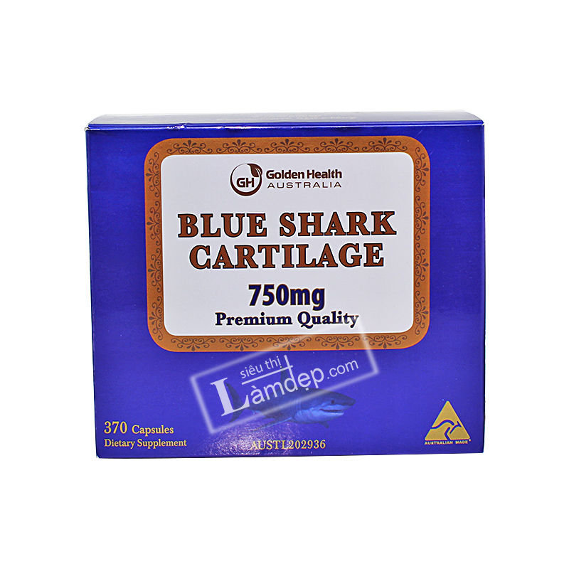Viên Bổ Khớp Sụn Vi Cá Mập Xanh Blue Shark Cartilage Golden Health 750mg (2 x 185 Viên)
