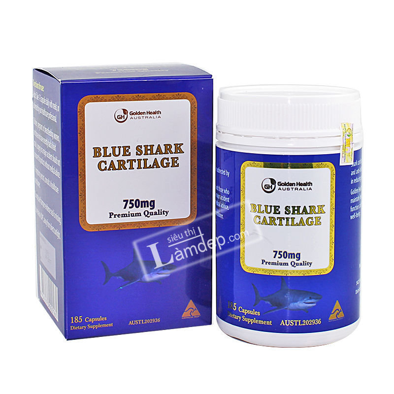 Sụn Vi Cá Mập Xanh Blue Shark Cartilage Golden Health (750mg x 185 Viên)