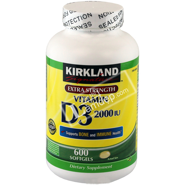 Viên Uống Vitamin D3 2000 IU Kirkland Signature (600 Viên)