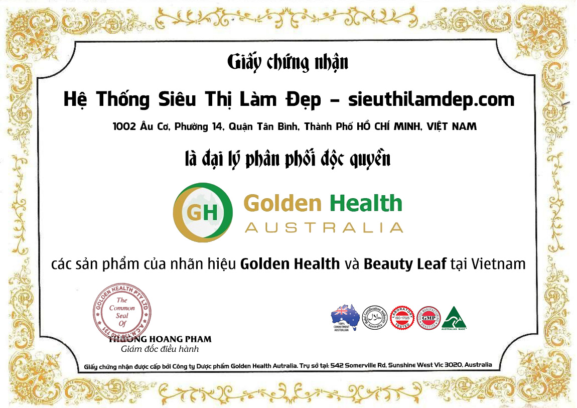 Giấy chứng nhận nhà phân phối golden health 