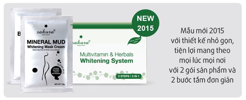 Bộ Kem Tắm Trắng Vitamin C Và Thảo Dược Tổng Hợp Sakura Multivitamin & Herbals Whitening System