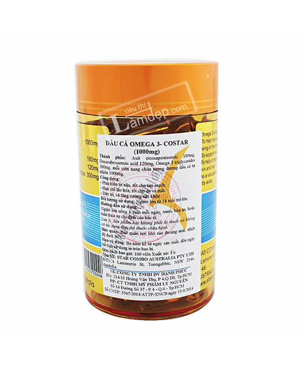 Hình Ảnh Omega 3 Costar - Viên Dầu Cá (1000mg x 365 Viên), Tùy Chọn: 365 Viên, 2 hình ảnh - sieuthilamdep.com Hình Ảnh Omega 3 Costar - Viên Dầu Cá (1000mg x 365 Viên), Tùy Chọn: 365 Viên, 2 hình ảnh - sieuthilamdep.com