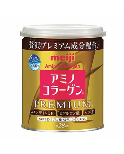 Hình Ảnh Meiji Amino Collagen Premium Gold 5000mg Dạng Bột Hộp Vàng 200g Nhật Bản - sieuthilamdep.com
