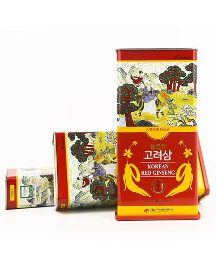 Hình Ảnh Hồng Sâm Củ Khô Daedong Korean Red Ginseng Hộp Thiếc 300g (11-20 củ), Tùy Chọn: 300gr (11-20 củ) - sieuthilamdep.com