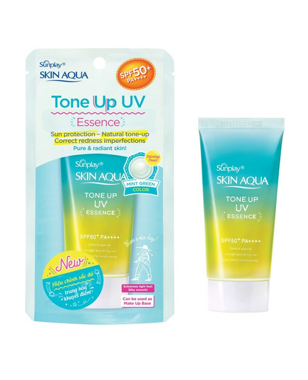 Hình Ảnh Kem Chống Nắng Sunplay Skin Aqua Tone Up UV Essence SPF50+ PA++++ Màu Ombre Xanh Vàng Dành Cho Da Mụn - sieuthilamdep.com
