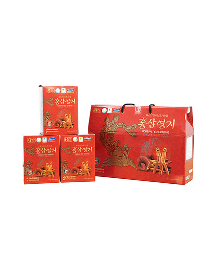Hình Ảnh Nước Hồng Sâm Linh Chi Pocheon Korean Red Ginseng Lingzhi Drink Gold (30 gói x 70ml) - sieuthilamdep.com