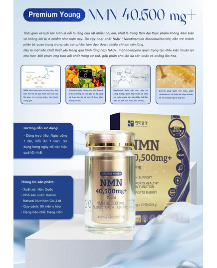 Hình Ảnh Hanmi Premium Young NMN 40.500mg+ - Viên Uống Trẻ Hoá Da Từ Hàn Quốc, 3 hình ảnh - sieuthilamdep.com Hình Ảnh Hanmi Premium Young NMN 40.500mg+ - Viên Uống Trẻ Hoá Da Từ Hàn Quốc, 3 hình ảnh - sieuthilamdep.com