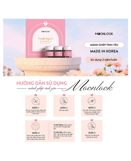 Hình Ảnh MoonLook Youth Again For Inner Beauty - Viên Đặt Phụ Khoa Ngọc Tình Yêu Se Khít, Dưỡng Hồng Vùng Kín, 4 hình ảnh - sieuthilamdep.com Hình Ảnh MoonLook Youth Again For Inner Beauty - Viên Đặt Phụ Khoa Ngọc Tình Yêu Se Khít, Dưỡng Hồng Vùng Kín, 4 hình ảnh - sieuthilamdep.com