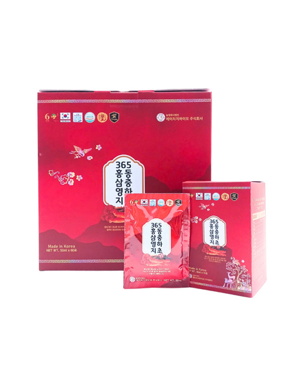 Hình Ảnh Nước Hồng Sâm Linh Chi Đông Trùng Hạ Thảo 365 Hàn Quốc (60 Gói x 50ml) - sieuthilamdep.com