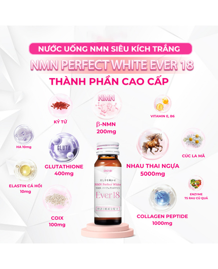 Hình Ảnh Eikenbi NMN Perfect White Ever 18 - Nước Uống Dưỡng Trắng Da Nhật Bản, 3 hình ảnh - sieuthilamdep.com Hình Ảnh Eikenbi NMN Perfect White Ever 18 - Nước Uống Dưỡng Trắng Da Nhật Bản, 3 hình ảnh - sieuthilamdep.com