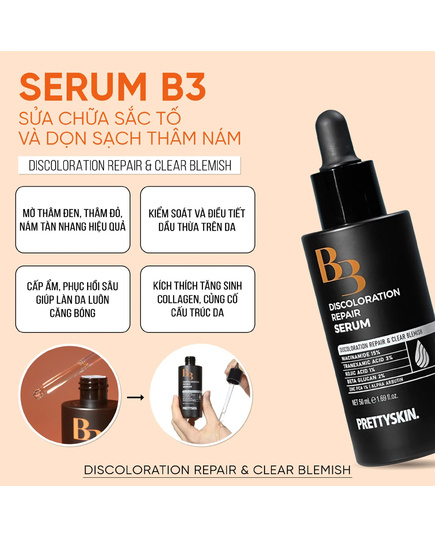 Hình Ảnh Pretty Skin B3 Discoloration Repair Serum - Tinh Chất Dưỡng Trắng Da Da, Mờ Thâm Nám, 2 hình ảnh - sieuthilamdep.com