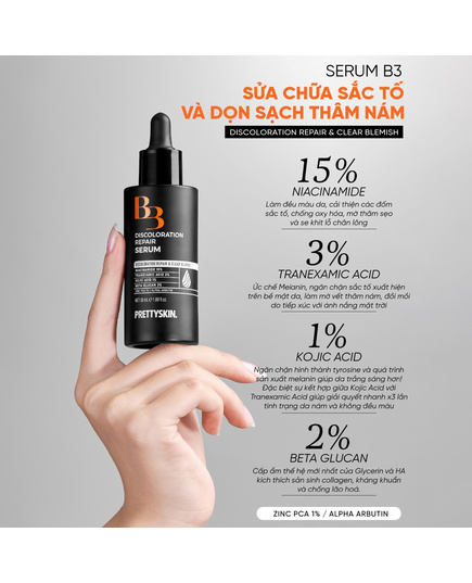 Hình Ảnh Pretty Skin B3 Discoloration Repair Serum - Tinh Chất Dưỡng Trắng Da Da, Mờ Thâm Nám, 3 hình ảnh - sieuthilamdep.com