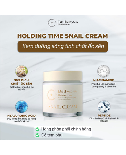 Hình Ảnh Bellmona Holding Time Snail Cream - Kem Dưỡng Cải Thiện Nếp Nhăn, Làm Sáng Da Ốc Sên, 2 hình ảnh - sieuthilamdep.com