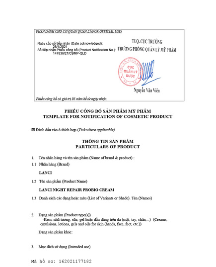 Hình Ảnh Kem Dưỡng Phục Hồi Tế Bào Da Ban Đêm Lanci Night Repair Probio Cream, 2 hình ảnh - sieuthilamdep.com