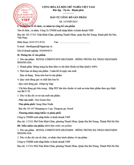 Hình Ảnh Nấm Đông Trùng Hạ Thảo Sấy Khô Daedong Royal Cordyceps Militairs 100gr, 2 hình ảnh - sieuthilamdep.com