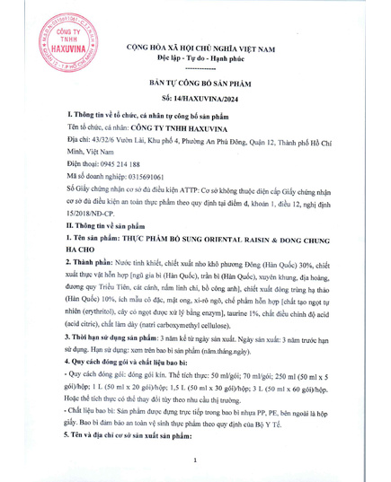 Hình Ảnh Nước Bổ Gan Đông Trùng Hạ Thảo KGF Oriental Raisin & Dong Trung Ha Cho (30 gói x 50ml), 2 hình ảnh - sieuthilamdep.com