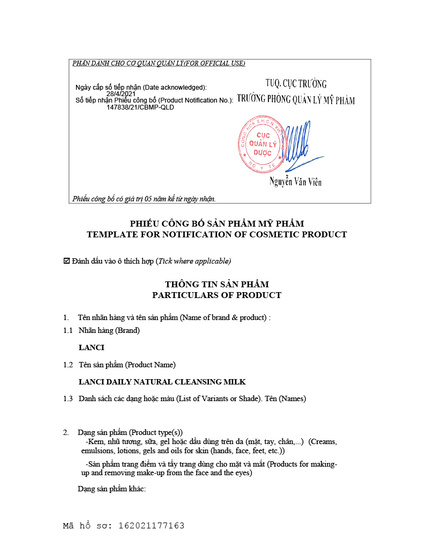 Hình Ảnh Sữa Tẩy Trang Lanci Daily Natural Cleansing Milk Hàn Quốc, 2 hình ảnh - sieuthilamdep.com