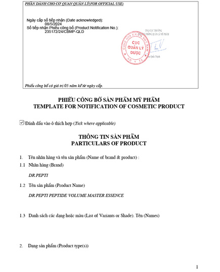 Hình Ảnh Dr.Pepti Peptide Volume Master Essence - Tinh Chất Nâng Cơ Trẻ Hóa Thế Hệ III (50ml), 2 hình ảnh - sieuthilamdep.com