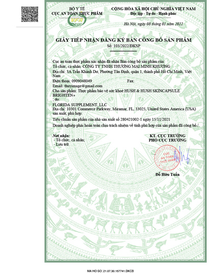Hình Ảnh Hush & Hush Skin Capsule Brighten+ - Viên Uống Trắng Da Mờ Nám Từ Mỹ, 2 hình ảnh - sieuthilamdep.com