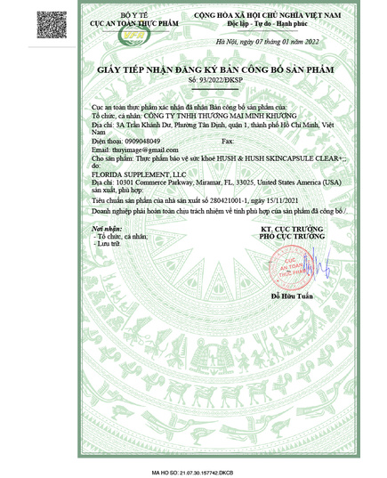 Hình Ảnh Hush & Hush Skin Capsule Clear+ - Viên Uống Giảm Mụn Cao Cấp Từ Mỹ, 2 hình ảnh - sieuthilamdep.com
