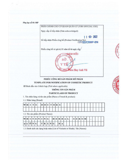 Hình Ảnh Serum Dưỡng Trắng Da Ban Đêm White Doctors Whitening Herbal Serum, 2 hình ảnh - sieuthilamdep.com