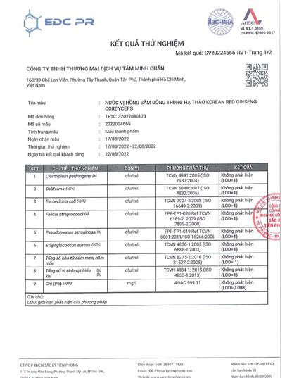 Hình Ảnh Nước Hồng Sâm Đông Trùng Hạ Thảo Daesan Korean Red Ginseng Cordyceps (70ml x 20 gói), 4 hình ảnh - sieuthilamdep.com