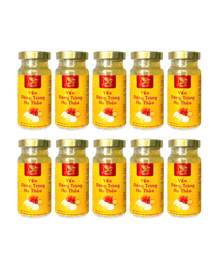 Hình Ảnh Combo 10 Hũ Tổ Yến Chưng Sẵn - Yến Hoàng Đông Trùng Hạ Thảo 35% Yến (Hũ 150ml) - sieuthilamdep.com
