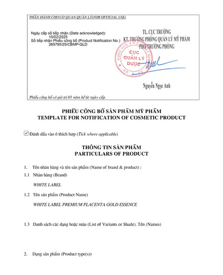 Hình Ảnh Miccosmo White Label Premium Placenta Gold Essence - Serum Vàng Nhau Thai Da Trắng Sáng, 4 hình ảnh - sieuthilamdep.com