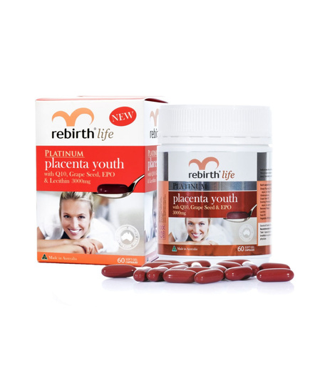 Hình Ảnh Rebirth Platinum Placenta Youth 3000mg - Viên Uống Nhau Thai Cừu (60 Viên) - sieuthilamdep.com
