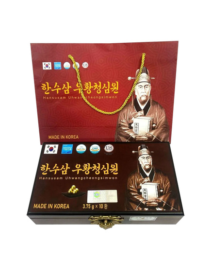 Hình Ảnh An Cung Ngưu Hoàng Hoàn Hansusam Uhwangcheongsimwon Hộp Gỗ 10 Viên - sieuthilamdep.com