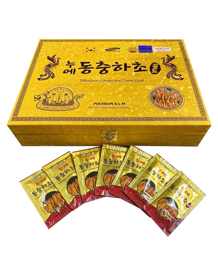 Hình Ảnh Nước Đông Trùng Hạ Thảo Pocheon K-L-M Silkworm Cordyceps Drink Gold - sieuthilamdep.com