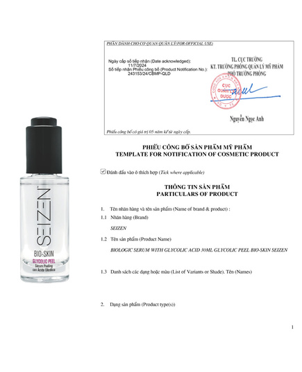 Hình Ảnh Seizen Bio-Skin Glycolic Peel - Dung Dịch Glycolic Giúp Loại Bỏ Các Tế Bào Sừng Già, 2 hình ảnh - sieuthilamdep.com