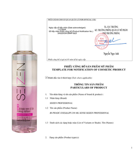 Hình Ảnh Seizen Biphasic Eyes & Lips Makeup Remover - Nước Tẩy Trang Hai Pha Mắt & Môi, 2 hình ảnh - sieuthilamdep.com