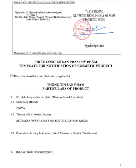 Hình Ảnh Seizen Regenerative Caviar Eye Contour - Kem Săn Chắc, Trẻ Hóa, Sáng Da Vùng Mắt, 2 hình ảnh - sieuthilamdep.com