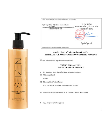 Hình Ảnh Seizen Sublime Argan Elexir Sublime Mask - Mặt Nạ Ủ Phục Hồi Tóc Khô Xơ, Uốn, Duỗi, Nhuộm, 2 hình ảnh - sieuthilamdep.com Hình Ảnh Seizen Sublime Argan Elexir Sublime Mask - Mặt Nạ Ủ Phục Hồi Tóc Khô Xơ, Uốn, Duỗi, Nhuộm, 2 hình ảnh - sieuthilamdep.com