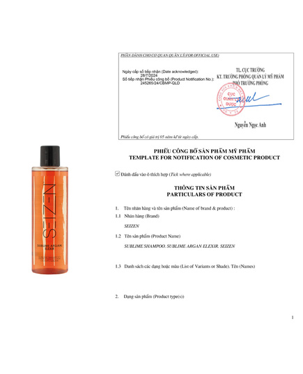 Hình Ảnh Seizen Sublime Argan Elexir Sublime Shampoo - Dầu Gội Phục Hồi Tóc Khô Xơ, Tóc Uốn, Duỗi, Nhuộm, 2 hình ảnh - sieuthilamdep.com Hình Ảnh Seizen Sublime Argan Elexir Sublime Shampoo - Dầu Gội Phục Hồi Tóc Khô Xơ, Tóc Uốn, Duỗi, Nhuộm, 2 hình ảnh - sieuthilamdep.com