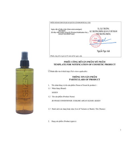 Hình Ảnh Seizen Sublime Argan Elixir Bi-Phase Conditioner - Xịt Dưỡng & Xả 2 In 1 Phục Hồi Tóc Hư Tổn, 2 hình ảnh - sieuthilamdep.com Hình Ảnh Seizen Sublime Argan Elixir Bi-Phase Conditioner - Xịt Dưỡng & Xả 2 In 1 Phục Hồi Tóc Hư Tổn, 2 hình ảnh - sieuthilamdep.com