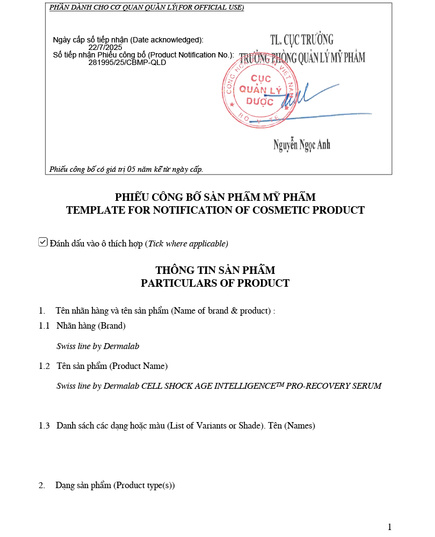 Hình Ảnh Swissline Cell Shock Age Intelligence Pro-Recovery Serum - Tế Bào Gốc Thông Minh Thế Hệ IV, Phục Hồi Thương Tổn Trẻ Hóa Da (30ml), Tùy Chọn: 30ml, 3 hình ảnh - sieuthilamdep.com