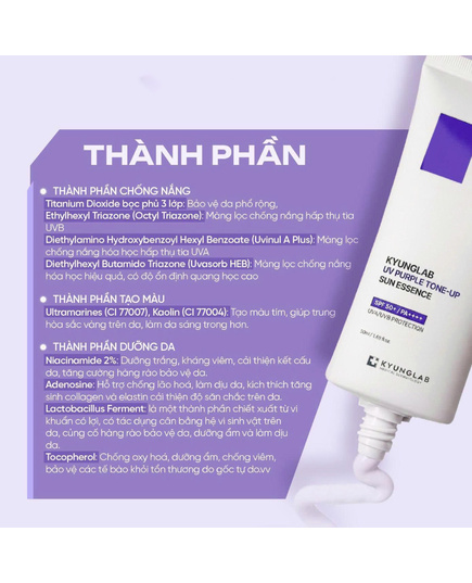 Hình Ảnh Kyung Lab UV Purple Tone-Up Sun Essence - Kem Chống Nắng Nâng Tone, 3 hình ảnh - sieuthilamdep.com