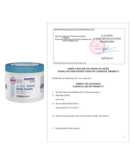 Hình Ảnh Numis Med Body Cream pH 5.5 - Kem Dưỡng Thể Cấp Ẩm Cho Da Nhạy Cảm, 2 hình ảnh - sieuthilamdep.com