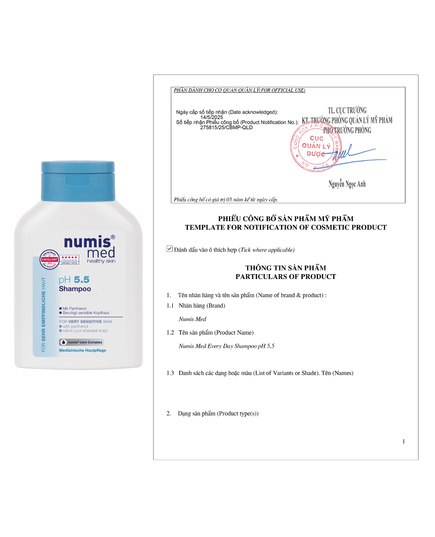 Hình Ảnh Numis Med Every Day Shampoo pH 5.5 - Dầu Gội Cho Da Đầu Nhạy Cảm, 2 hình ảnh - sieuthilamdep.com